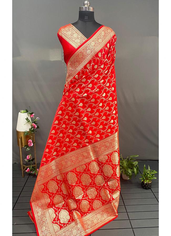 Banarasi Silk Red Wedding Wear Weaving Saree